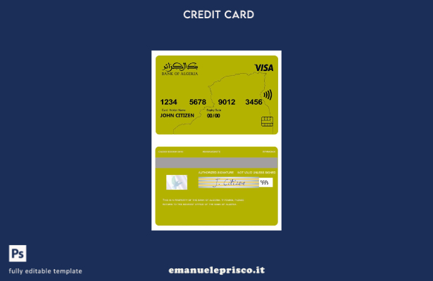 modello di carta visto della banca algerina in stile verificato